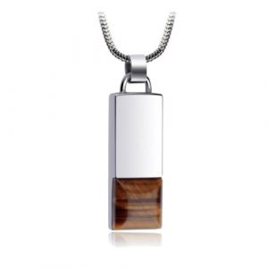 Tiger Eye Stone Tungsten Pendant Stainless Steel Necklace